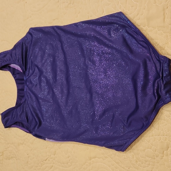 Gymnastics Leotard Qoozz Sz 130 Purple Sparkly Girls - Picture 3 of 3